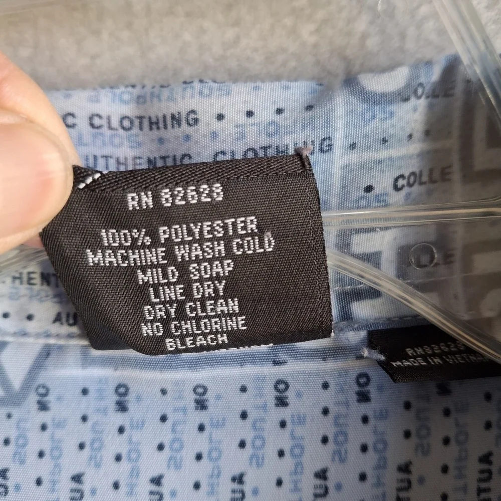 Vintage South Pole Men's XL Blue Button Up Short Sleeve Casual Polyester‎ Logo - Picture 6 of 12